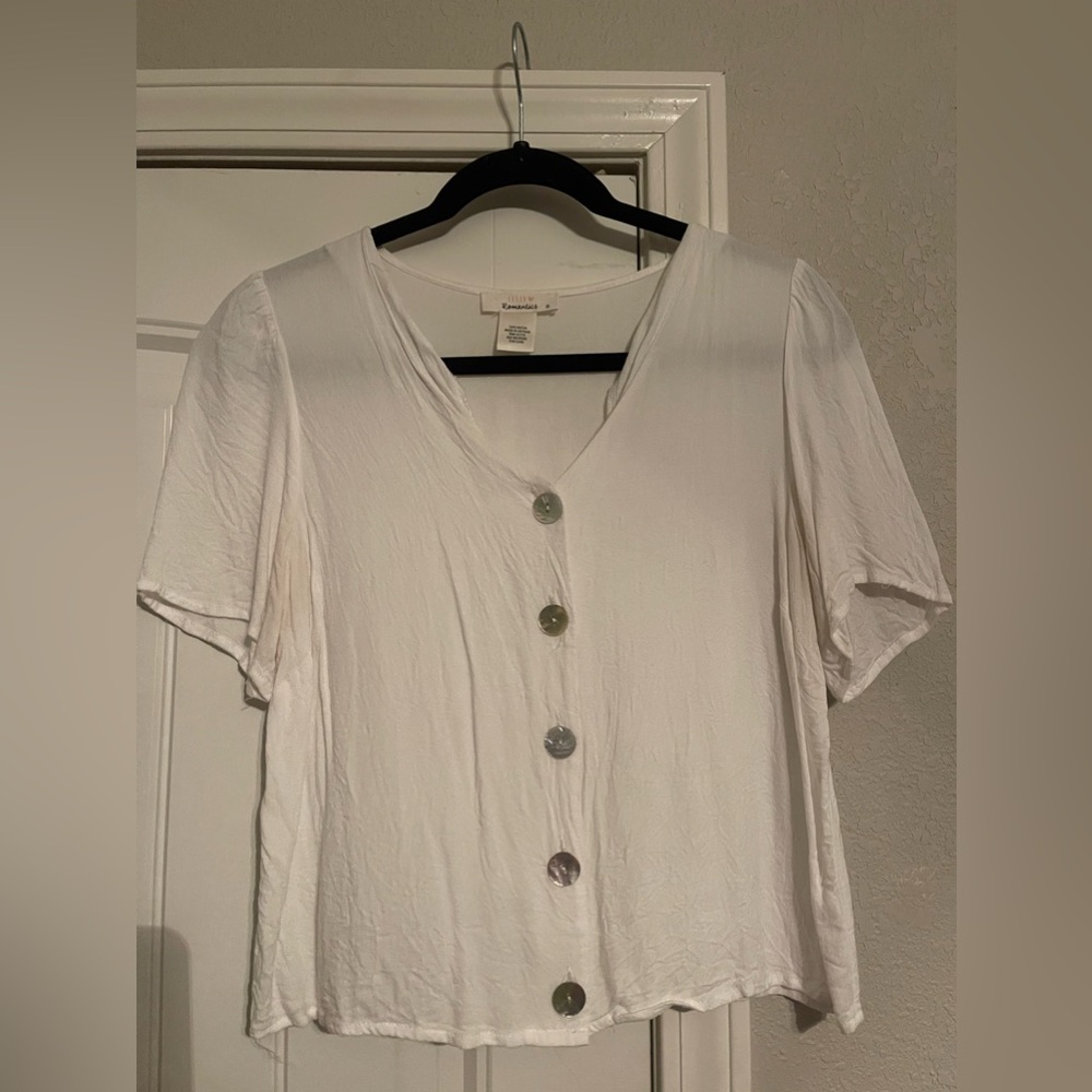 White Button Front Blouse